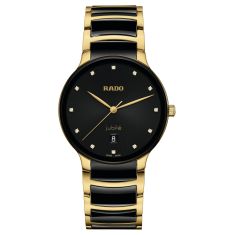 Rado Centrix Diamonds Quartz Black Dial Gold-Tone and Ceramic Watch 39.5mm - R30022742