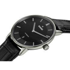 Rado DiaMaster Thinline Automatic Black Dial Leather Strap Watch 40.7mm - R14067166