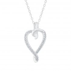 1/6ctw Diamond Heart Sterling Silver Pendant Necklace