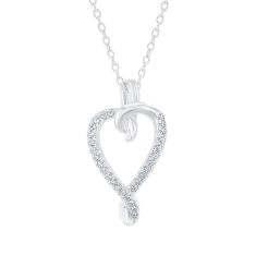 1/6ctw Diamond Heart Sterling Silver Pendant Necklace