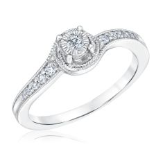 1/6ctw Round Diamond Sterling Silver Ring