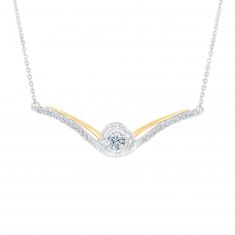 1/3ctw Round Diamond Two-Tone Bar Necklace