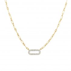 REEDS Exclusive Shy Creation Diamond Paperclip Link Chain Necklace 1/2ctw