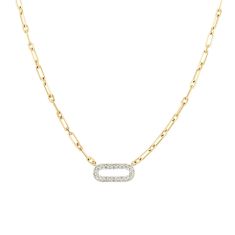 REEDS Exclusive Shy Creation Diamond Paperclip Link Chain Necklace 1/2ctw