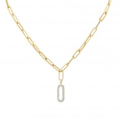 REEDS Exclusive Shy Creation 5/8ctw Diamond Yellow Gold Paperclip Link Chain Y Necklace