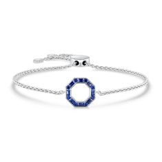 Created Blue Sapphire Sterling Silver Octagon Bolo Bracelet