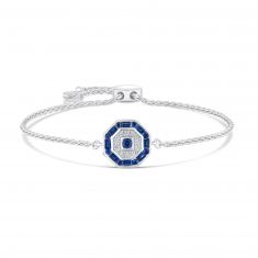 REEDS Exclusive Stop Collection Created Blue Sapphire and Created White Sapphire Bolo Bracelet