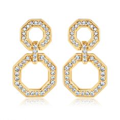 1/3ctw Diamond Double Octagon Yellow Gold Drop Earrings