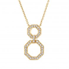 1/4ctw Diamond Double Octagon Yellow Gold Pendant Necklace