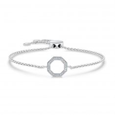 1/10ctw Diamond Sterling Silver Octagon Bolo Bracelet