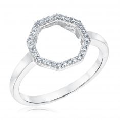 1/10ctw Diamond White Gold Octagon Ring