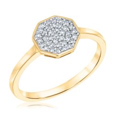 1/6ctw Diamond Pav Yellow Gold Octagon Ring