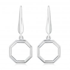 Sterling Silver Octagon Leverback Earrings