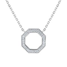 1/10ctw Diamond Octagon Sterling Silver Pendant Necklace