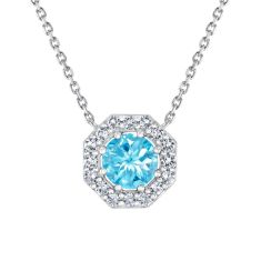 Swiss Blue Topaz and White Topaz Sterling Silver Pendant Necklace