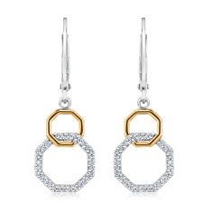 1/5ctw Diamond Two-Tone Interlocking Octagon Earrings