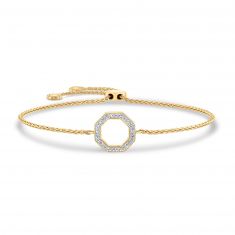 1/10ctw Diamond Yellow Gold Octagon Bolo Bracelet