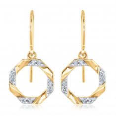 1/8ctw Diamond Yellow Gold Octagon Earrings