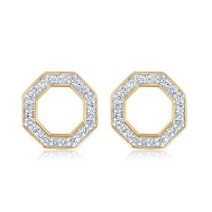 1/10ctw Diamond Yellow Gold Octagon Stud Earrings