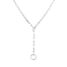 Sterling Silver Paperclip Charm Clasp Y Necklace