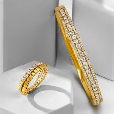 REEDS Flexible 1/2ctw Diamond Yellow Gold Double-Row Wrap Ring