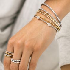 REEDS Flexible 1ctw Diamond White Gold Bangle Bracelet