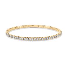 REEDS Flexible 3 1/2ctw Diamond Yellow Gold Bangle Bracelet