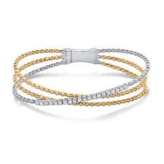 REEDS Flexible 5/8ctw Diamond Two-Tone Multi-Row Bangle Bracelet
