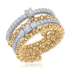 REEDS Flexible 5/8ctw Diamond Two-Tone Multi-Row Wrap Ring
