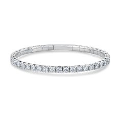 REEDS Flexible 7 1/2ctw Diamond White Gold Bangle Bracelet