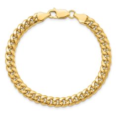 Yellow Gold Semi-Solid Miami Cuban Chain Bracelet | 6mm | 7 Inches