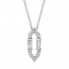 1/4ctw Baguette and Round Diamond Elongated Hexagon Pendant Necklace | Vintage Collection