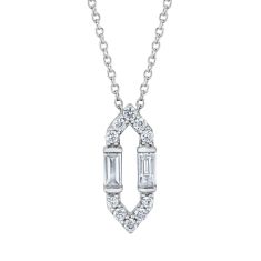 1/4ctw Baguette and Round Diamond Elongated Hexagon Pendant Necklace - Vintage Collection