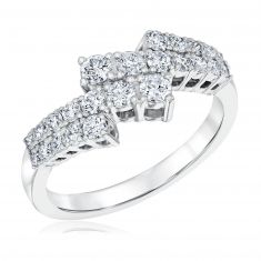 3/4ctw Diamond Double Row White Gold Bypass Ring | Classic