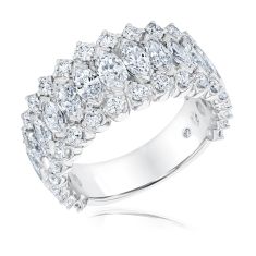 3ctw Marquise and Round Diamond Three Row White Gold Anniversary Band | Classic