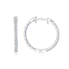 1ctw Round Diamond White Gold Inside Out Hoop Earrings - Classic Collection