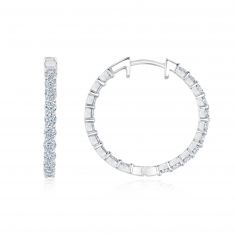 2ctw Round Diamond White Gold Inside Out Hoop Earrings - Classic Collection