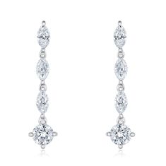 1ctw Marquise and Round Diamond White Gold Drop Earrings - Classic Collection