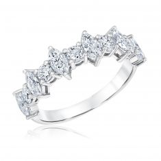 1 1/2ctw Marquise and Round Diamond White Gold Ring - Classic Collection