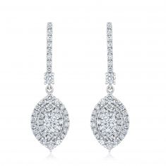 3/4ctw Marquise-Shaped Diamond Composite White Gold Drop Earrings - Vintage Collection