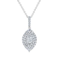 1/2ctw Marquise-Shaped Diamond Composite White Gold Pendant Necklace - Vintage Collection