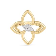 Roberto Coin 1/15ctw Diamond Cialoma Small Flower Two-Tone Ring - Size 6.5