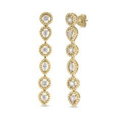 Roberto Coin 1 1/4ctw Diamond Dolcetto Alternating Yellow Gold Dangle Earrings