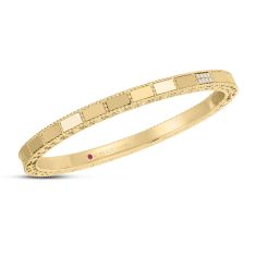 Roberto Coin 1/20ctw Diamond Mosaic Yellow Gold Bangle Bracelet