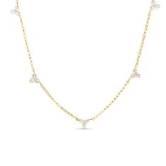 Roberto Coin 1/2ctw Diamonds by the Inch 5 Station Flower 18k Yellow Gold Necklace