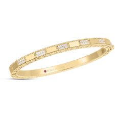 Roberto Coin 3/8ctw Mosaic Alternating Diamond Yellow Gold Bangle Bracelet