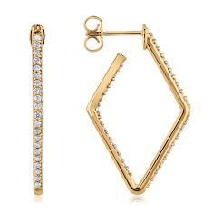 Roberto Coin 7/8ctw Perfect Diamond Hoops Square Yellow Gold Inside Out Hoop Earrings