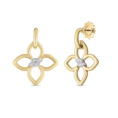 Roberto Coin Cialoma 1/6ctw Diamond Flower Two-Tone Drop Earrings