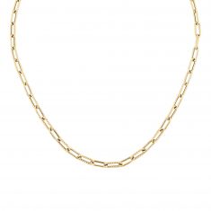 Roberto Coin Designer Gold Alternating Polished and Fluted Fine Paperclip Link Chain - 17 Inches