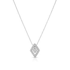 Roberto Coin Diamante 1/4ctw White Gold Lozenge Pendant Necklace